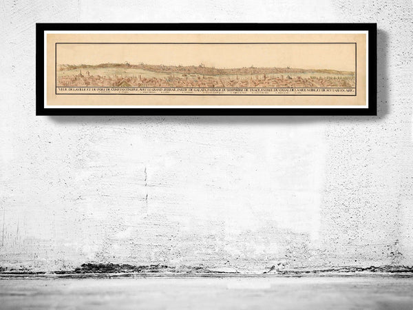 Old map of Istanbul Panoramic View 1686 Vintage Gravure | Vintage Poster Wall Art Print | Wall Map Print | Old Map Print | Map Gift