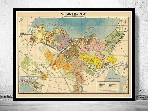 Old Map of Tallinn Estonia 1930 Vintage Map | Vintage Poster Wall Art Print | Wall Map Print | Old Map Print | Map Gift | Anniversary gift