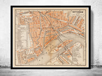 Old Map of Rotterdam Netherlands 1891 Vintage Map | Vintage Poster Wall Art Print | Wall Map Print | Old Map Print | Map Gift