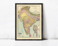 Old Map of India 1897 Vintage Map of India | Vintage Map Wall Art Print