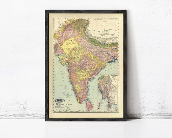 Old Map of India 1897 Vintage Map of India | Vintage Map Wall Art Print