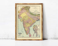 Old Map of India 1897 Vintage Map of India | Vintage Map Wall Art Print