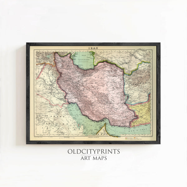 Old Map of Iran 1931 Vintage Map | Vintage Map Wall Art Print
