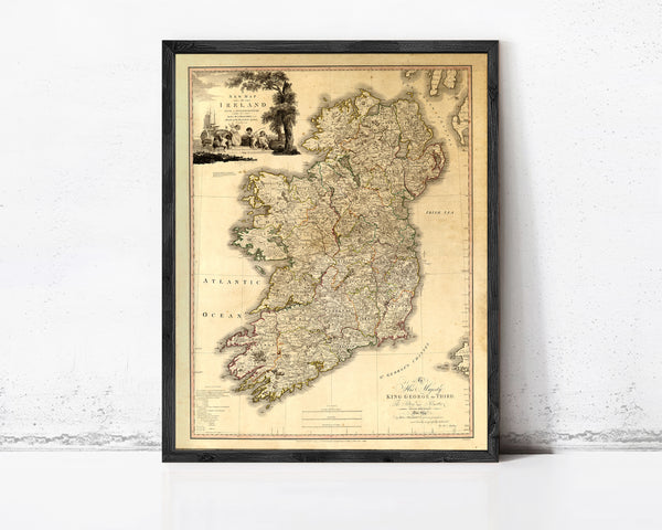 Old Map of Ireland 1797 Vintage Map of Ireland Gift | Vintage Map Wall Art Print