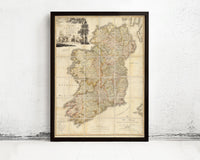 Vintage Map of Ireland 1797 Beautiful Old Map of Ireland  | Vintage Map Wall Art Print