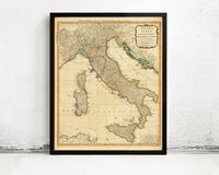 Old Map of Italy 1794 Vintage Map of Italy | Vintage Map Wall Art Print