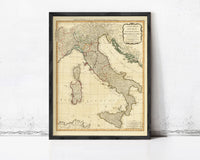 Old Map of Italy 1794 Vintage Map of Italy | Vintage Map Wall Art Print