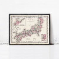 Old Map of Japan 1855 Vintage Map of Japan | Vintage Map Wall Art Print