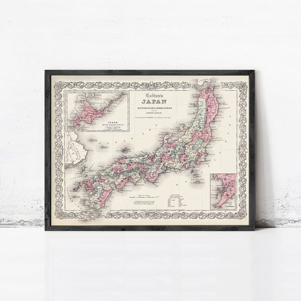Old Map of Japan 1855 Vintage Map of Japan | Vintage Map Wall Art Print