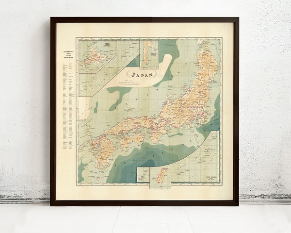 Old Map of Japan 1913 Vintage Map of Japan Island | Vintage Map Wall Art Print  | Japanese decor