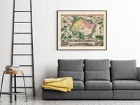 Old Map of Leipzig with gravures , Germany Deutshland 1735 | Vintage Map Wall Art Print