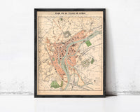 Old Map of Liège Belgium 1880 Vintage Map | Vintage Map Wall Art Print