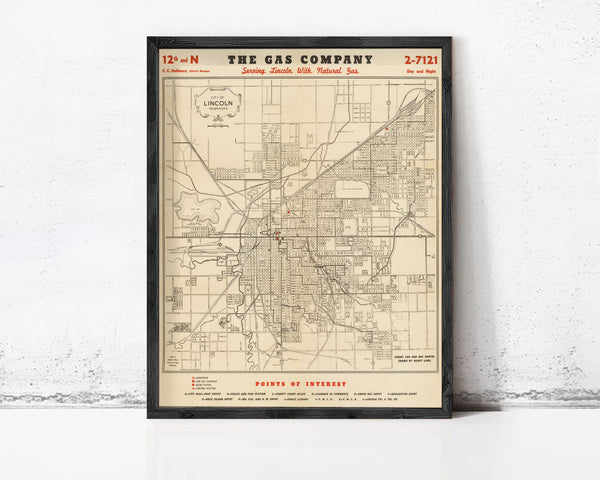 Old Map of Lincoln Nebraska 1929 Vintage Map Wall Map Print