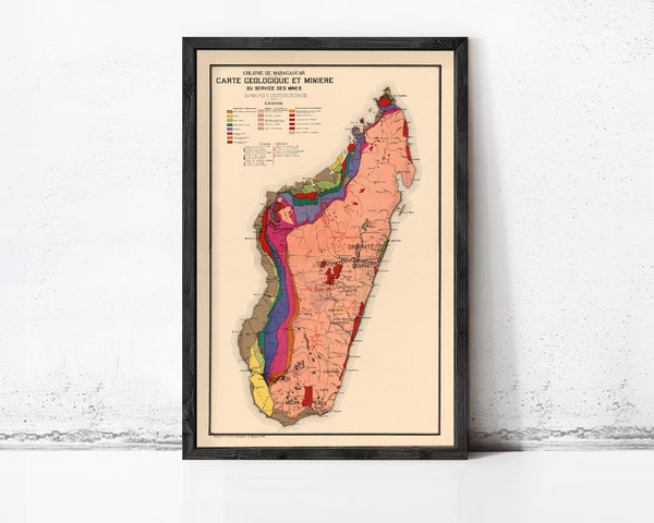 Old Map of Madagascar 1929 Vintage Map | Vintage Map Wall Art Print