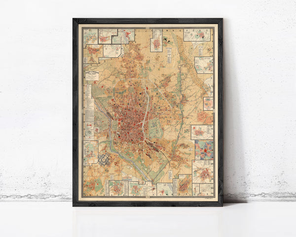 Old Map of Madrid 1902 Spain Madrid Vintage Map | Vintage Map Wall Art Print