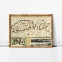 Old Map of Malta Island 1734 Vintage Map | Vintage Map Wall Art Print