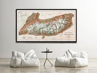 Vintage Map of Mont Blanc Massif Monte Bianco 1924 Chamonix, Martigny | Vintage Map Wall Art Print