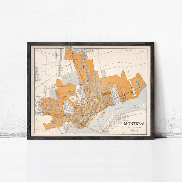 Old Map of Montreal Canada 1915 Vintage Map | Vintage Map Wall Art Print