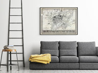 Old Map of Munich Munchen with gravures, Germany Deutshland 1844 Vintage | Vintage Map Wall Art Print | Large Map Print