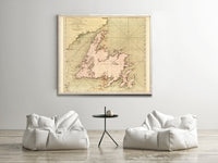 Old Map of Newfoundland Canada 1755  | Vintage Poster Wall Art Print |