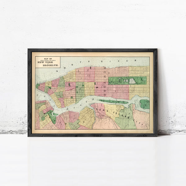 Old Map of New York 1873 Manhattan Vintage Map | Vintage Poster Wall Art Print |