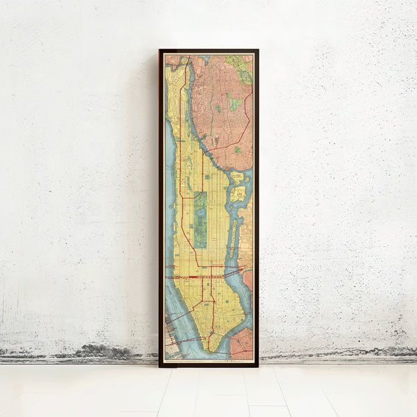 Old Map of New York Underground Subway Lines 1908 Vintage Map | Vintage Map Wall Art Print
