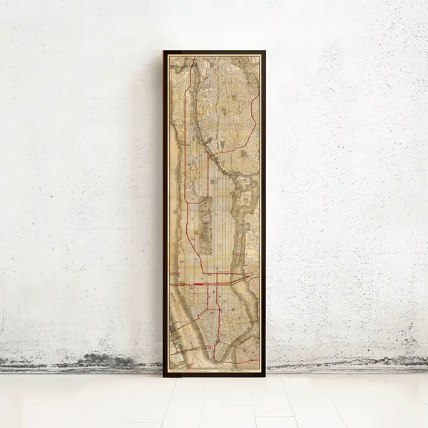 Vintage Map of New York Underground Subway Lines 1908 Old NY Map SEPIA | Vintage Map Wall Art Print