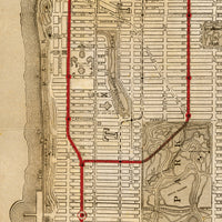 Vintage Map of New York Underground Subway Lines 1908 Old NY Map SEPIA | Vintage Map Wall Art Print