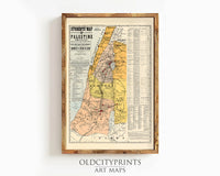 Old Map of Palestine Jesus 1905 Religious Vintage Map of Palestine | Vintage Map Wall Art Print