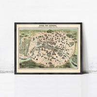 Old Map of Paris Monumentale France 1878 Vintage Map | Vintage Map Wall Art Print