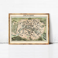 Old Map of Paris Monumentale France 1878 Vintage Map | Vintage Map Wall Art Print