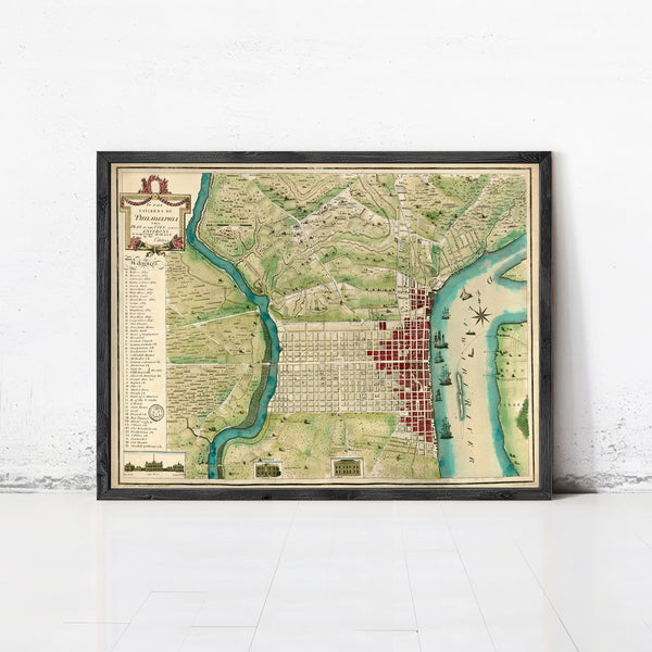 Old Map of Philadelphia 1700 Vintage Map | Vintage Map Wall Art Print