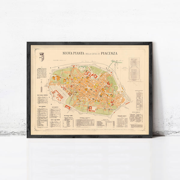 Old Map of Piacenza 1882 Vintage Map Piacenza | Vintage Map Wall Art Print