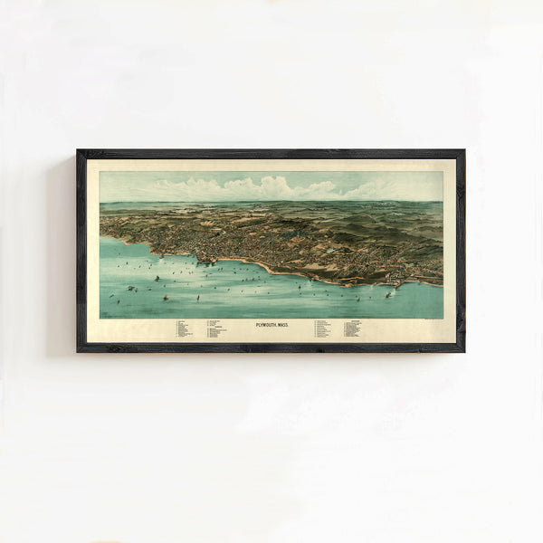 Birdseye View of Plymouth Massachusetts 1910, Panoramic view