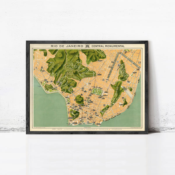 Old Map of Rio de Janeiro Brazil 1914 Vintage Map | Wall Map Print