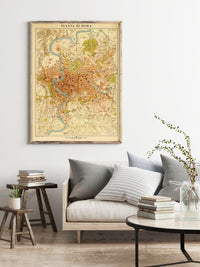 Vintage Map of Rome Roma Italy 1921 Old Map of Rome | Vintage Map Wall Art Print