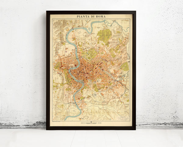 Vintage Map of Rome Roma Italy 1921 Old Map of Rome | Vintage Map Wall Art Print