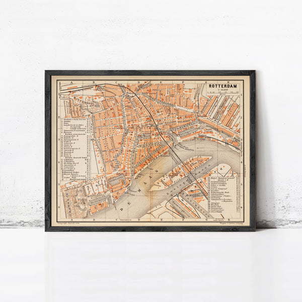 Old Map of Rotterdam Netherlands 1891 Vintage Map | Vintage Map Wall Art Print
