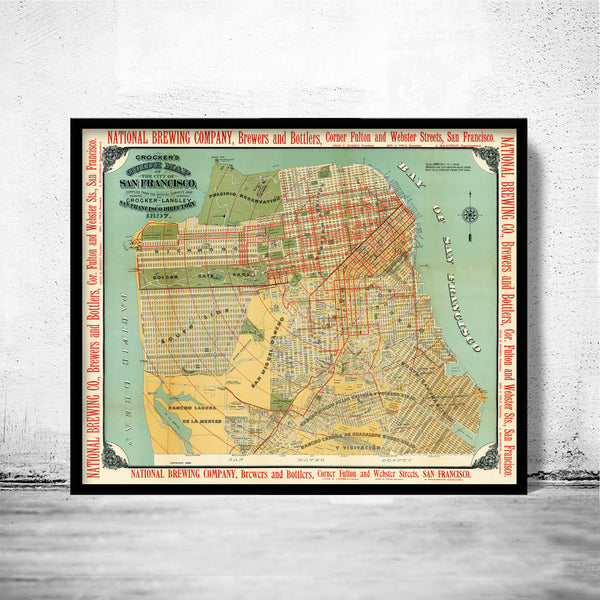 Old Map of San Francisco 1896 Vintage Map San Francisco | Vintage Poster Wall Art Print | Wall Map Print | Old Map Print | Map Gift