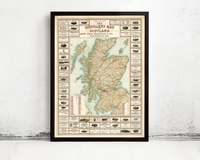 Scotland Whiskey Map 1902 The distillery map of Scotland | Vintage Map | Vintage Map Wall Art Print |