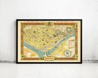 Old Map of Seville Sevilla Spain 1950 Vintage Map | Vintage Map Wall Art Print