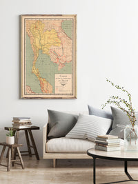 Old Map of Thailand 1932 Old Siam Vintage Map | Vintage Map Wall Art Print