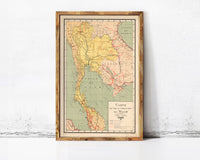 Old Map of Thailand 1932 Old Siam Vintage Map | Vintage Map Wall Art Print