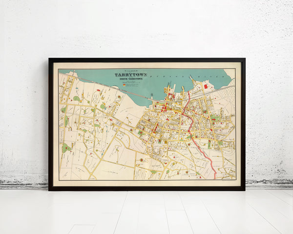 Old Map Tarrytown of New York 1893 Vintage Map | Vintage Map Wall Art Print
