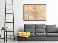 Old Map of Tokyo 1920 Japan Vintage Map Tokyo | Vintage Map Wall Art Print