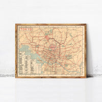 Old Map of Tokyo 1920 Japan Vintage Map Tokyo | Vintage Map Wall Art Print