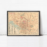 Old Map of Tokyo 1920 Japan Vintage Map Tokyo | Vintage Map Wall Art Print