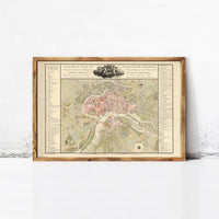 Old Map of Toulouse France 1850 Vintage Map | Vintage Map Wall Art Print