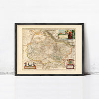 Old Map of Umbria Tuscany Toscana Italy 1662  Vintage Map | Vintage Map Wall Art Print