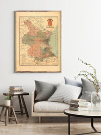 Old Map of Valencia 1900 Spain Vintae Map | Wall Art Print